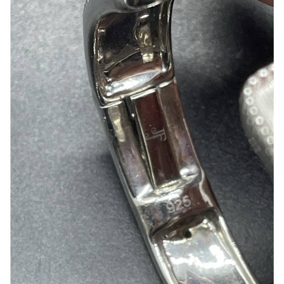 Jude Frances Sterling 925 Brushed Silver Narrow Cuff Bracelet White Topaz 6.5" - Picture 7 of 10